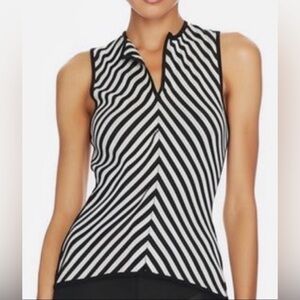 Vintage Herve Leger Black and White Graphic Fitted Tank Top